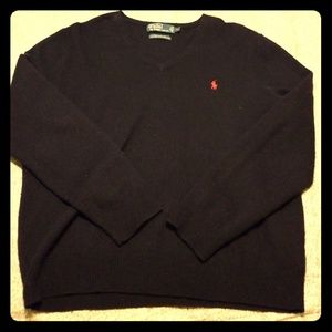 Mens Polo by Ralph Lauren V Neck wool sweater.
